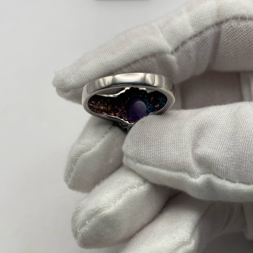 Suarti Sterling Silver Purple Amethyst Cabochon Pink Tourmaline Ring Size 8 - Picture 13 of 15